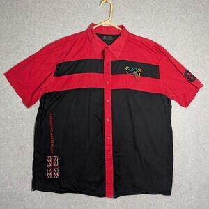 COOGI Button Up Shirt Mens 4X Red Black Embroidered Kangaroo Street wear Y2K 90s
